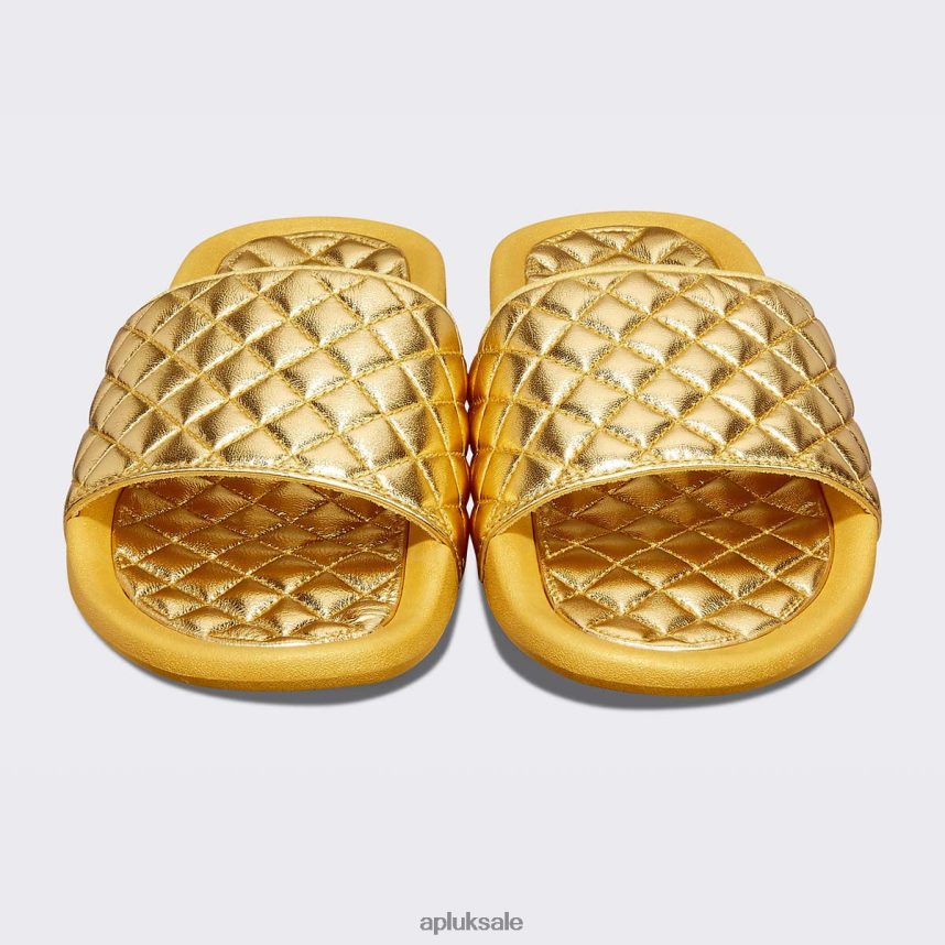 APL Lusso Slide 14 - VH8XNZ681 APL Shoes UK Metallic Gold Women Slides