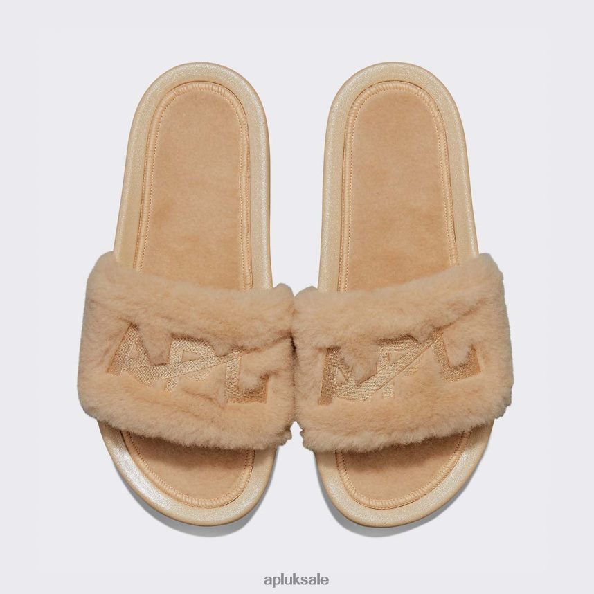 APL Shearling Slide - VH8XNZ594 APL Shoes UK Champagne Women Slides
