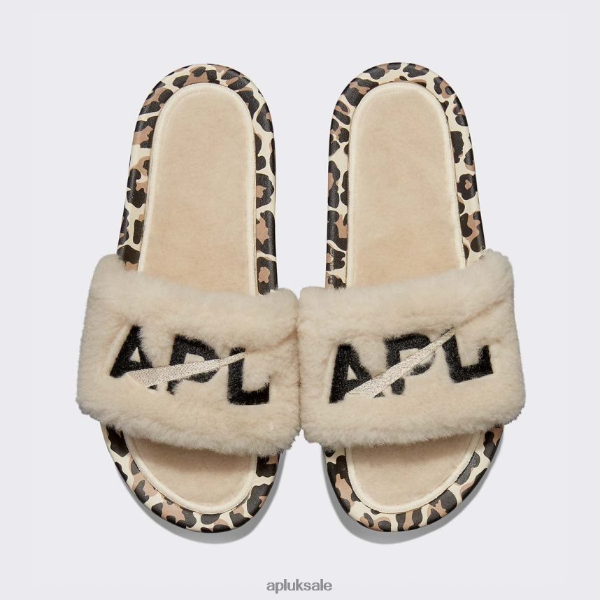 APL Shearling Slide - VH8XNZ606 APL Shoes UK Parchment/Black/Leopard Women Slides