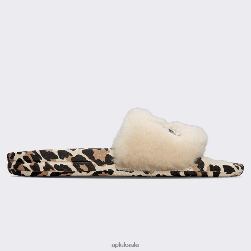 APL Shearling Slide - VH8XNZ606 APL Shoes UK Parchment/Black/Leopard Women Slides