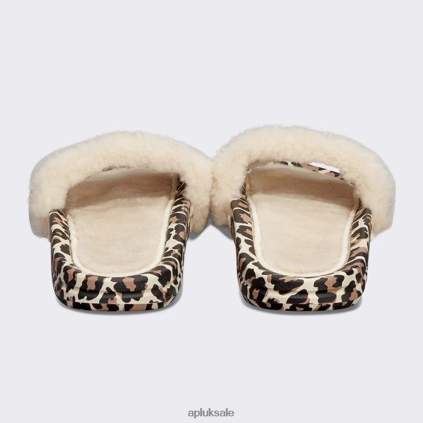APL Shearling Slide - VH8XNZ606 APL Shoes UK Parchment/Black/Leopard Women Slides