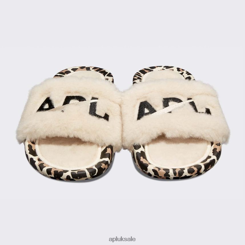 APL Shearling Slide - VH8XNZ606 APL Shoes UK Parchment/Black/Leopard Women Slides