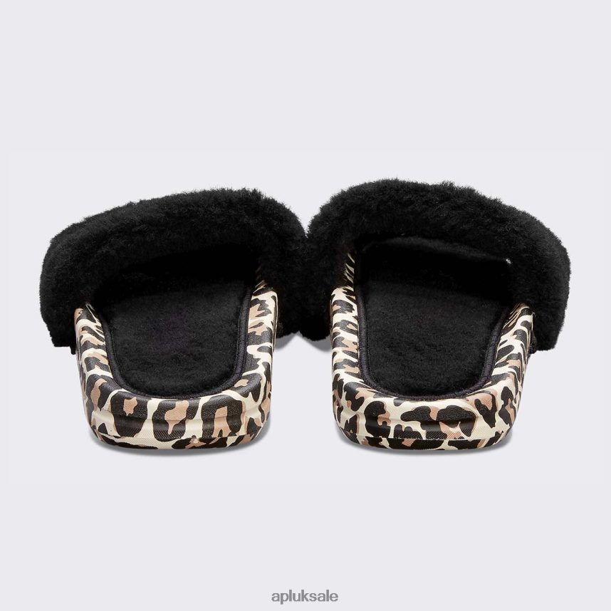APL Shearling Slide - VH8XNZ608 APL Shoes UK Black/Leopard Women Slides