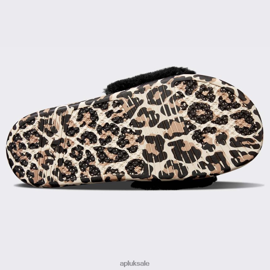 APL Shearling Slide - VH8XNZ608 APL Shoes UK Black/Leopard Women Slides