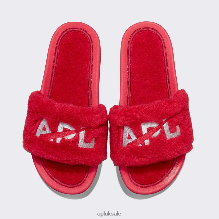 APL Shearling Slide - VH8XNZ614 APL Shoes UK Red/Silver Women Slides