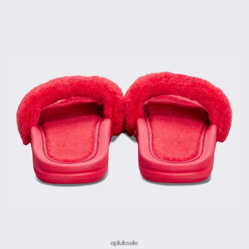 APL Shearling Slide - VH8XNZ614 APL Shoes UK Red/Silver Women Slides