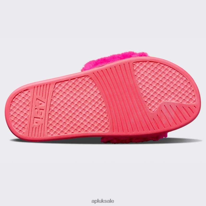 APL Shearling Slide - VH8XNZ659 APL Shoes UK Neon Pink Women Slides